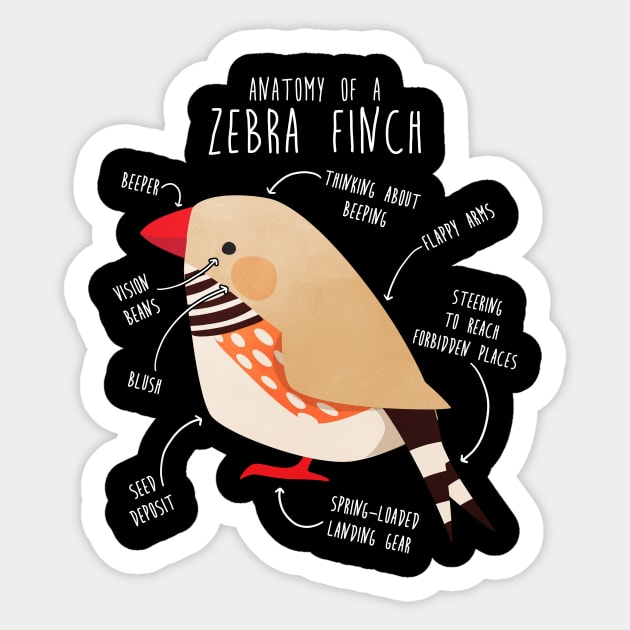 Fawn Zebra Finch Anatomy Sticker by Psitta